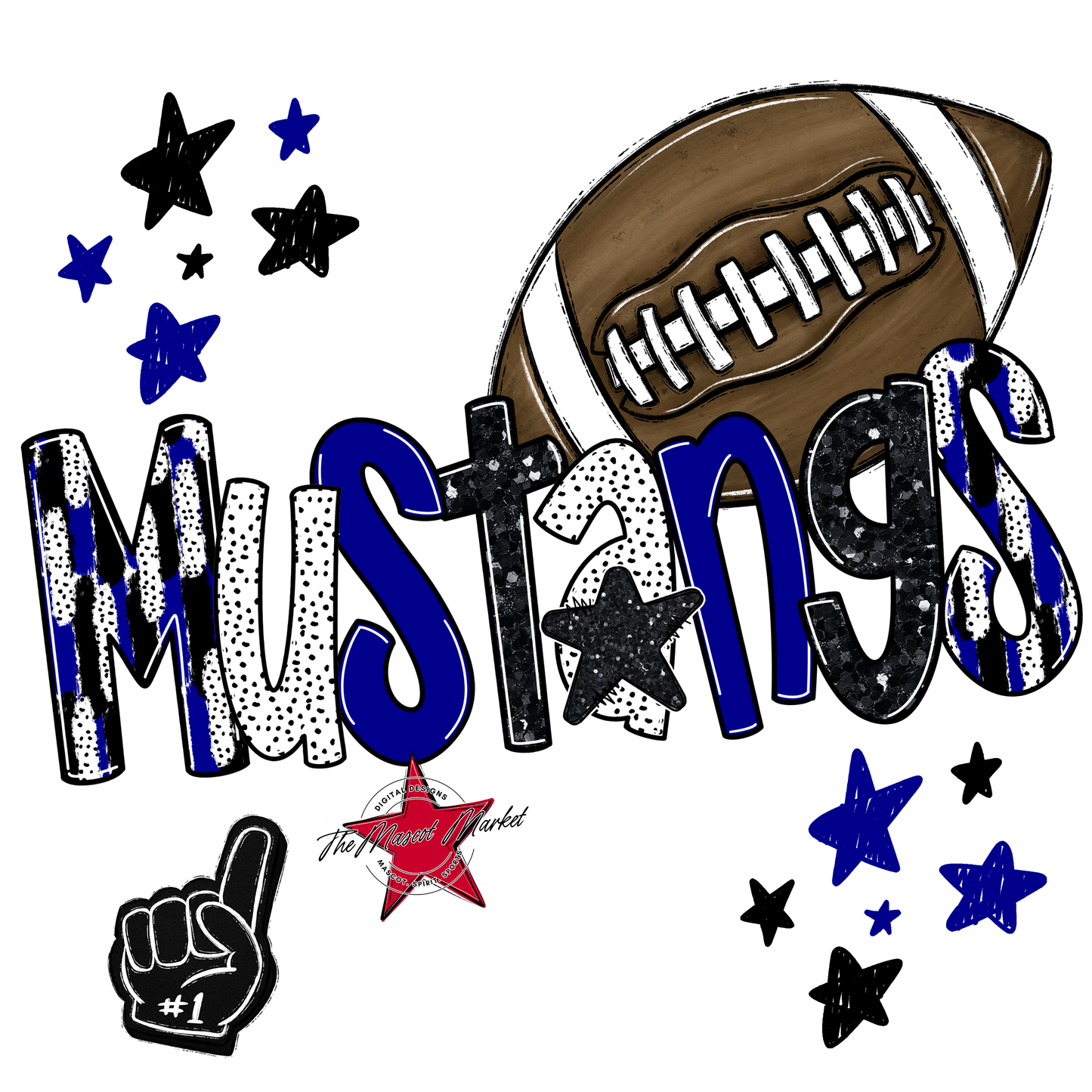 Mustangs Football Scrape-Blue
