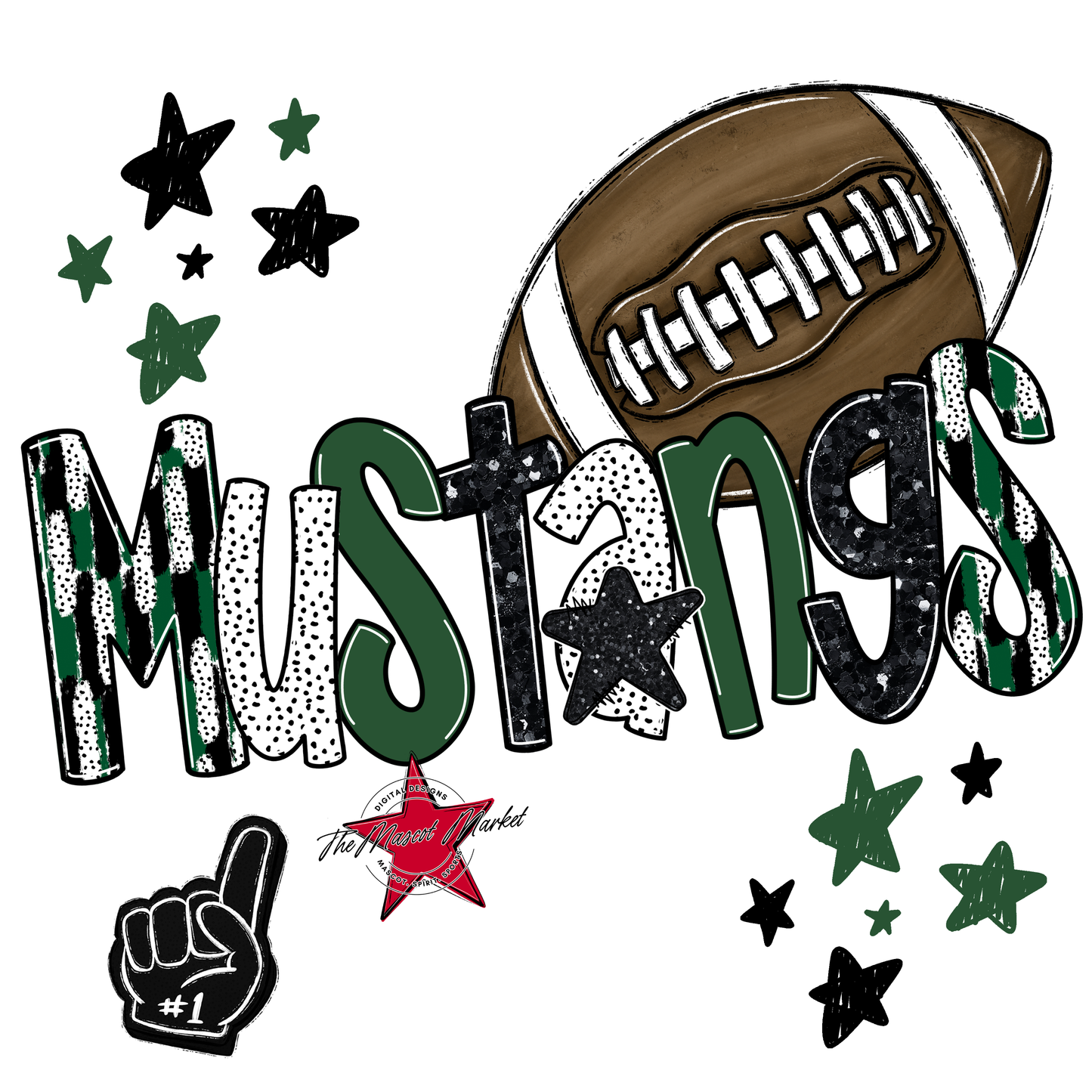 Mustangs Football Scrape-Green