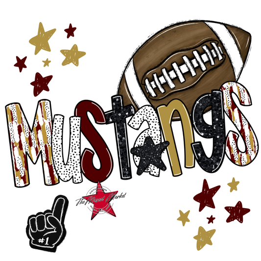 Mustangs Football Scrape-Maroon-Gold