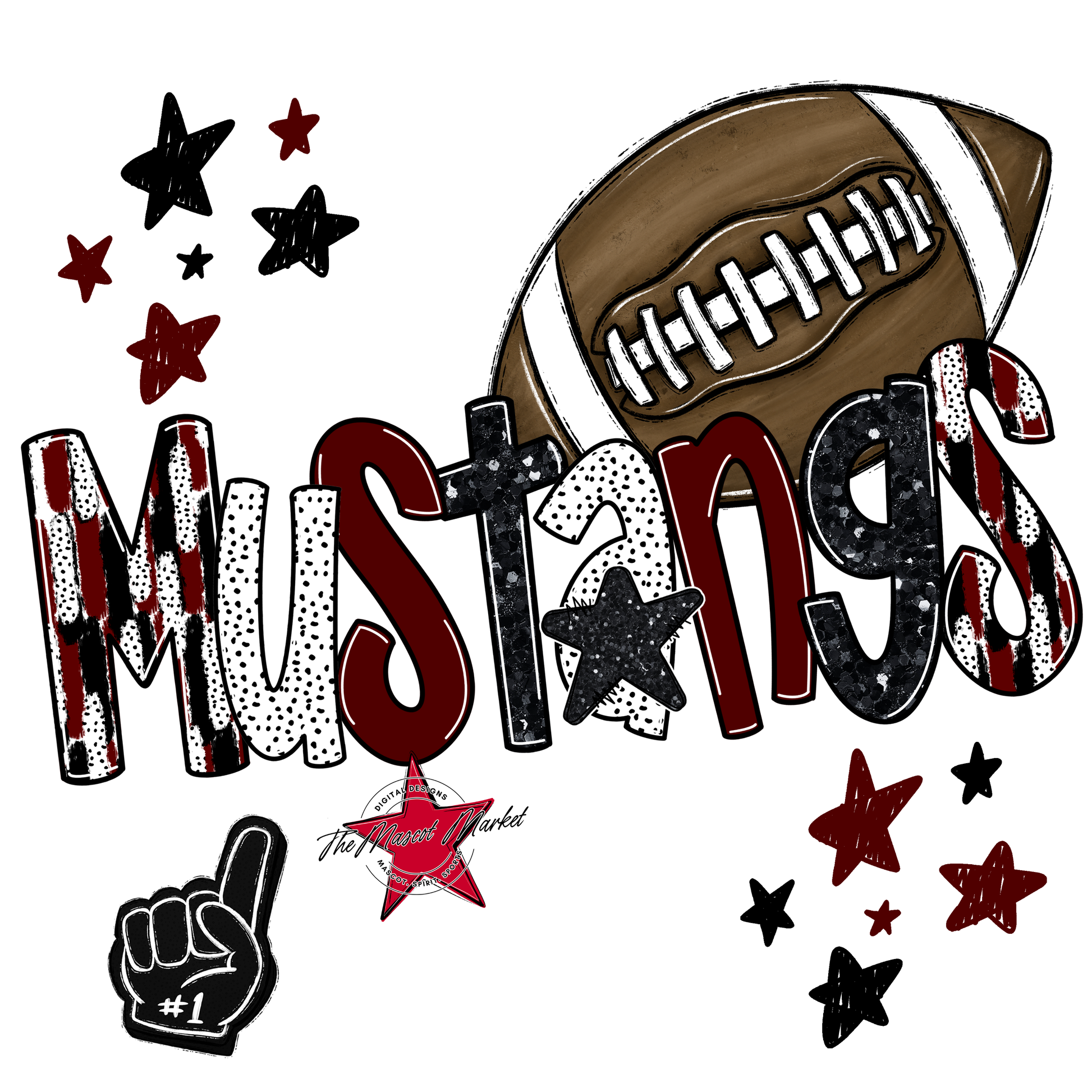 Mustangs Football Scrape-Maroon