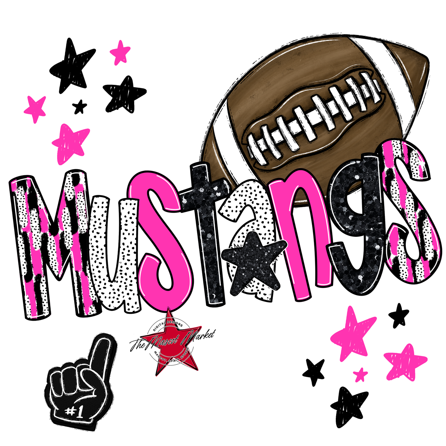 Mustangs Football Scrape-Pink