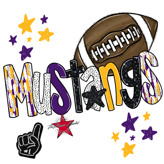 Mustangs Football Scrape-Purple-Yellow