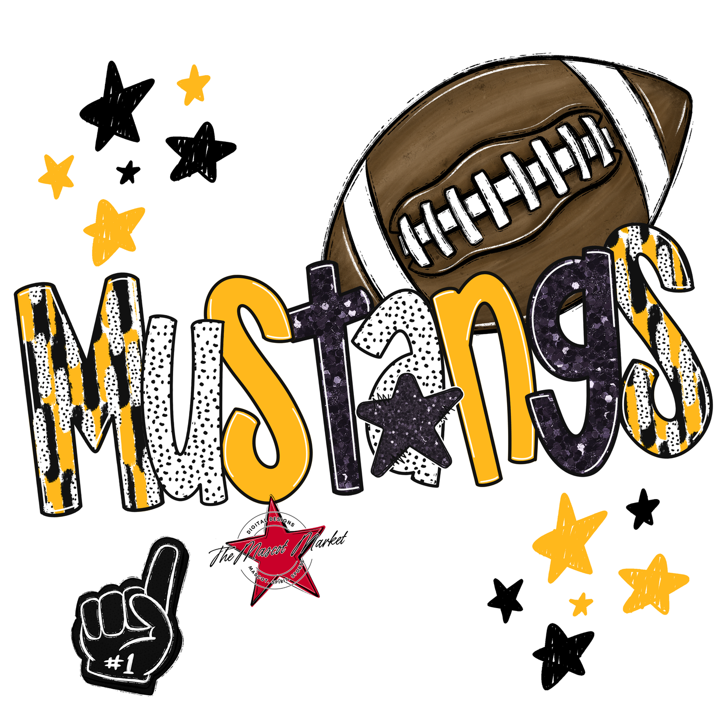 Mustangs Football Scrape-Yellow