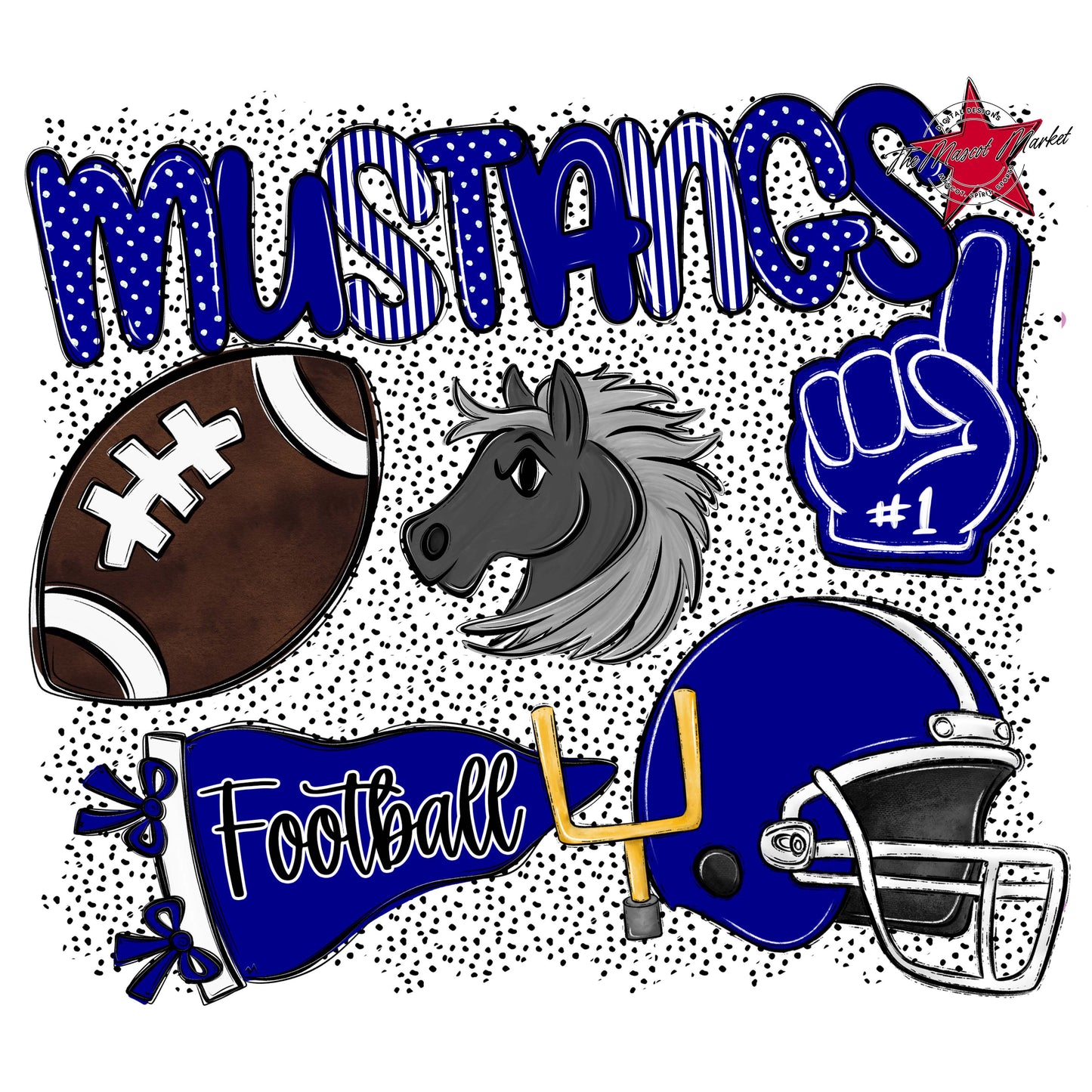 Mustangs Football Spirit-Blue