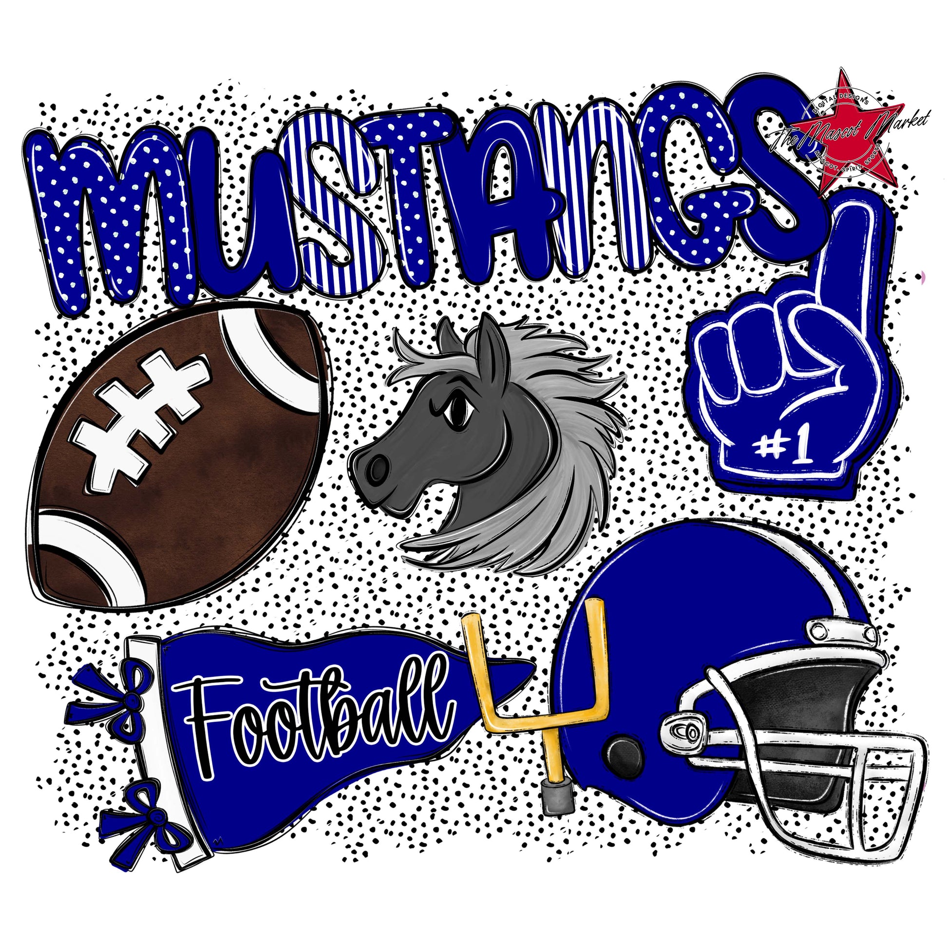 Mustangs Football Spirit-Blue
