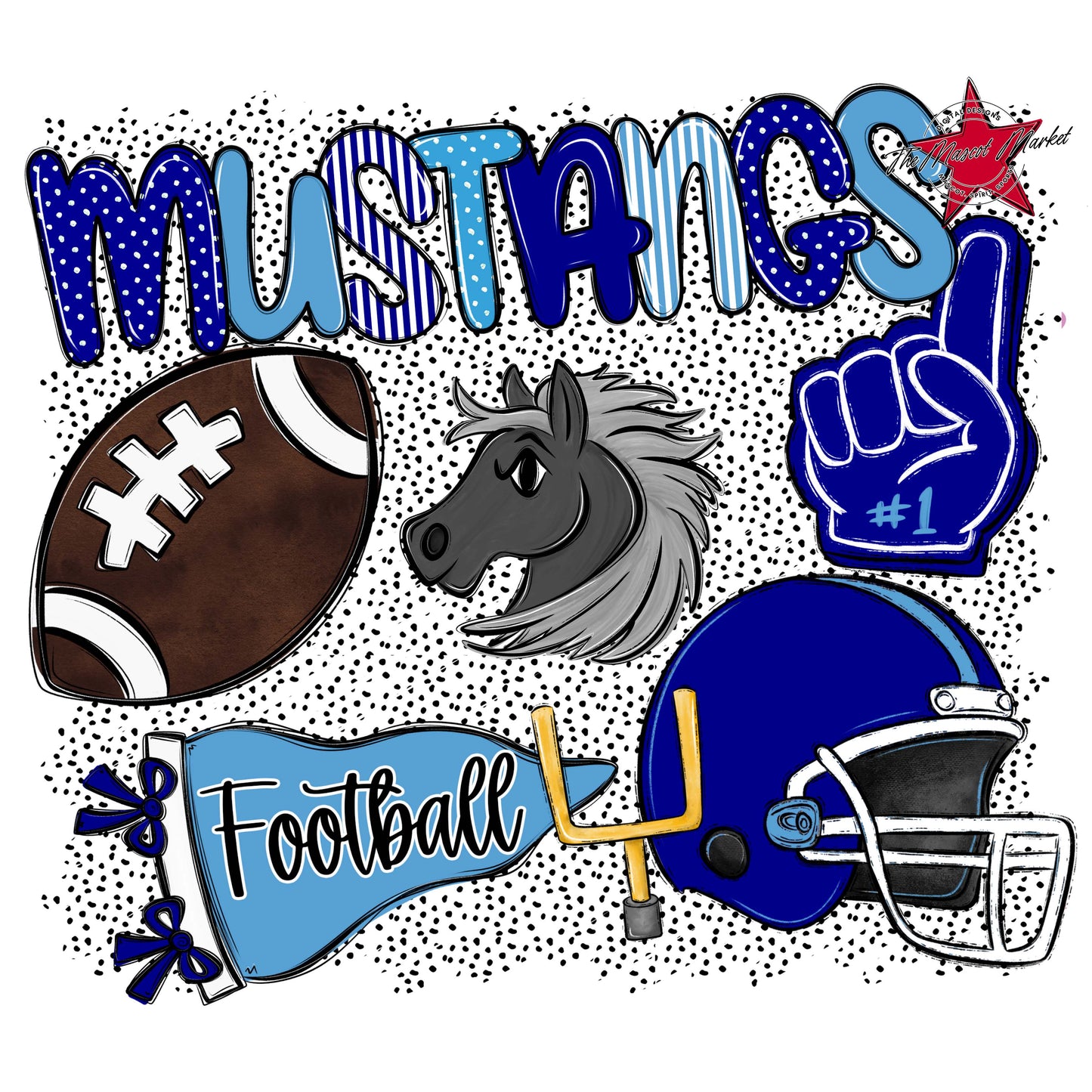 Mustangs Football Spirit-Blue & Carolina Blue
