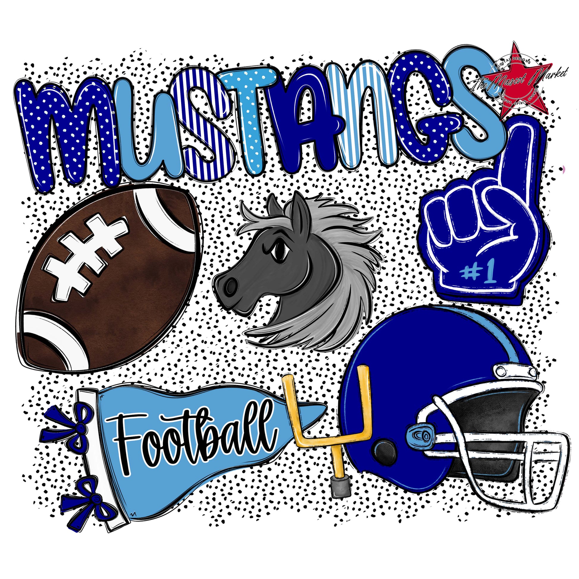 Mustangs Football Spirit-Blue & Carolina Blue