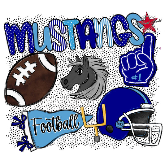 Mustangs Football Spirit-Blue & Carolina Blue