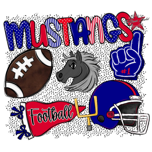 Mustangs Football Spirit-Blue & Red