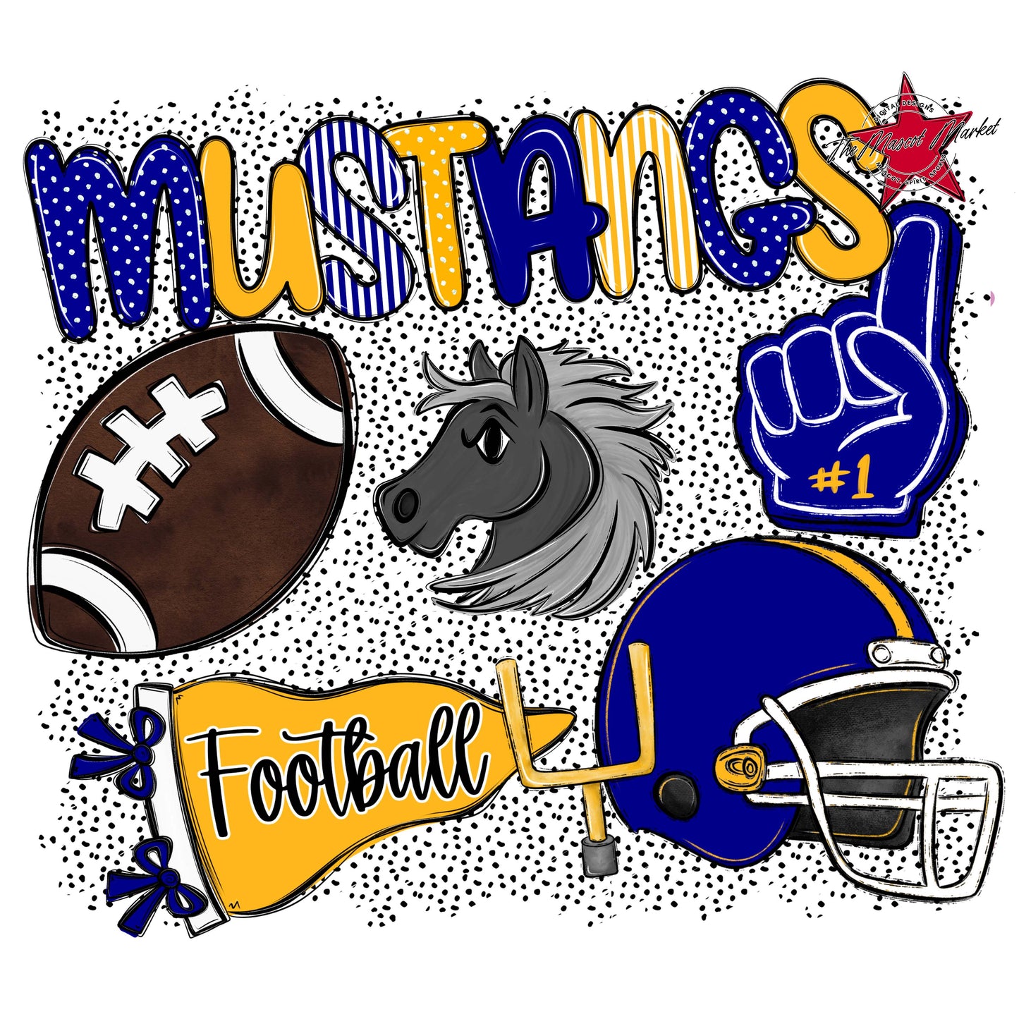 Mustangs Football Spirit-Blue & Yellow