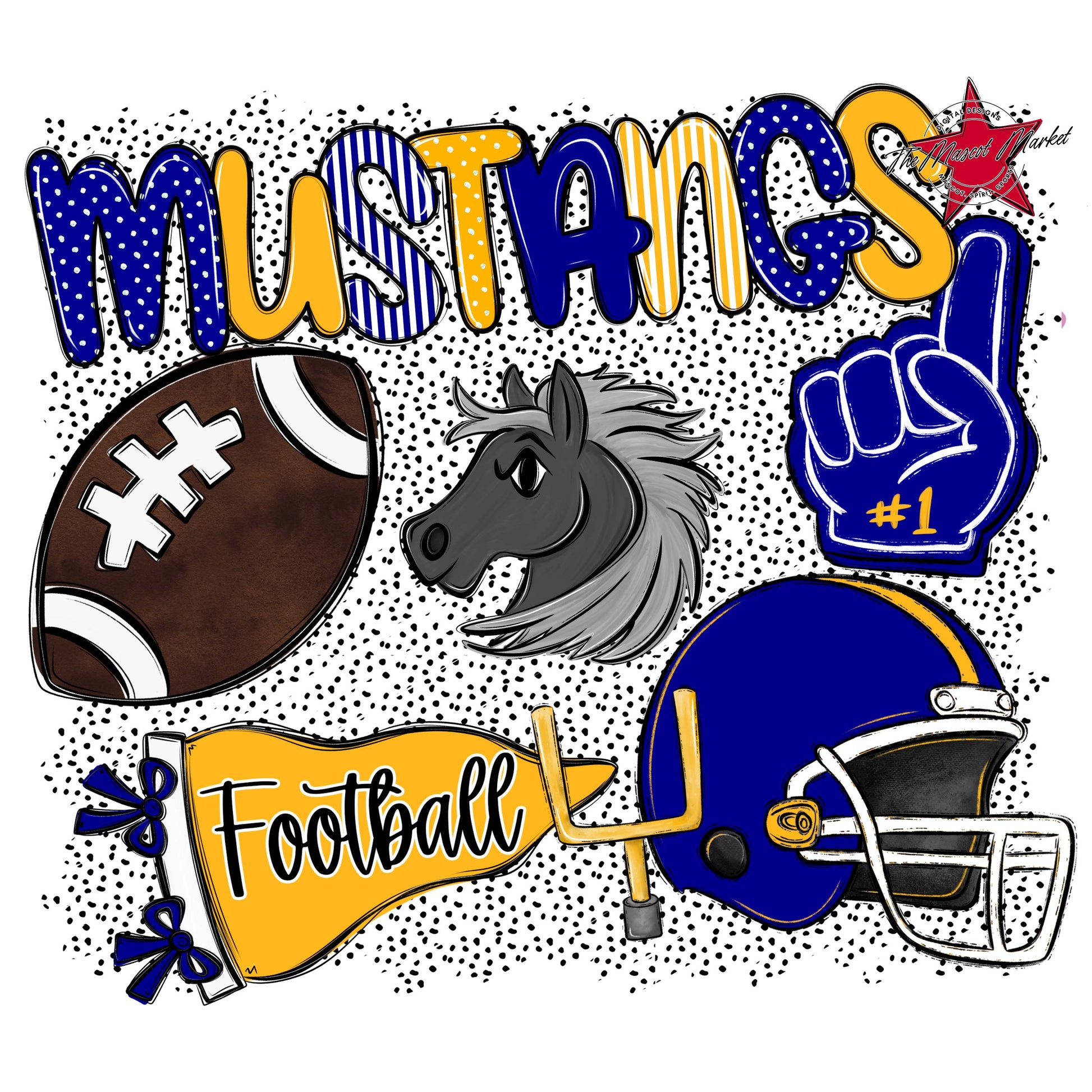 Mustangs Football Spirit-Blue & Yellow