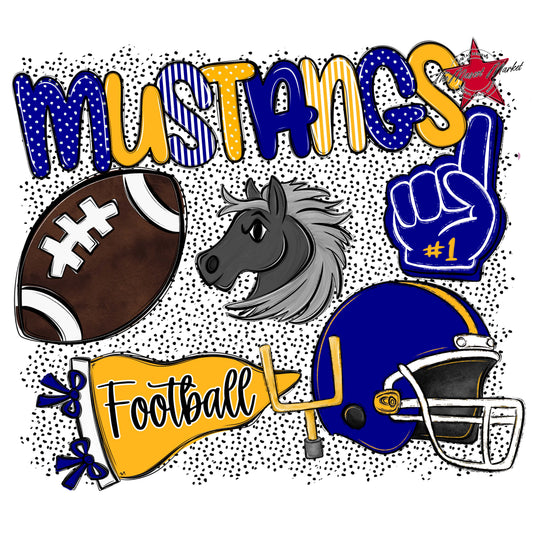 Mustangs Football Spirit-Blue & Yellow