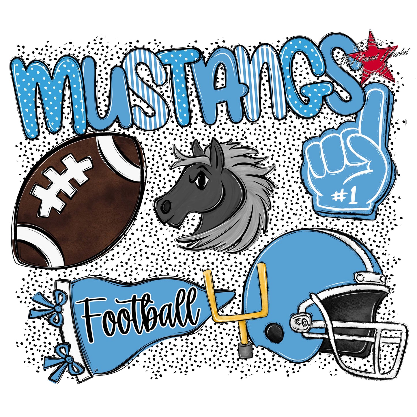 Mustangs Football Spirit-Carolina Blue