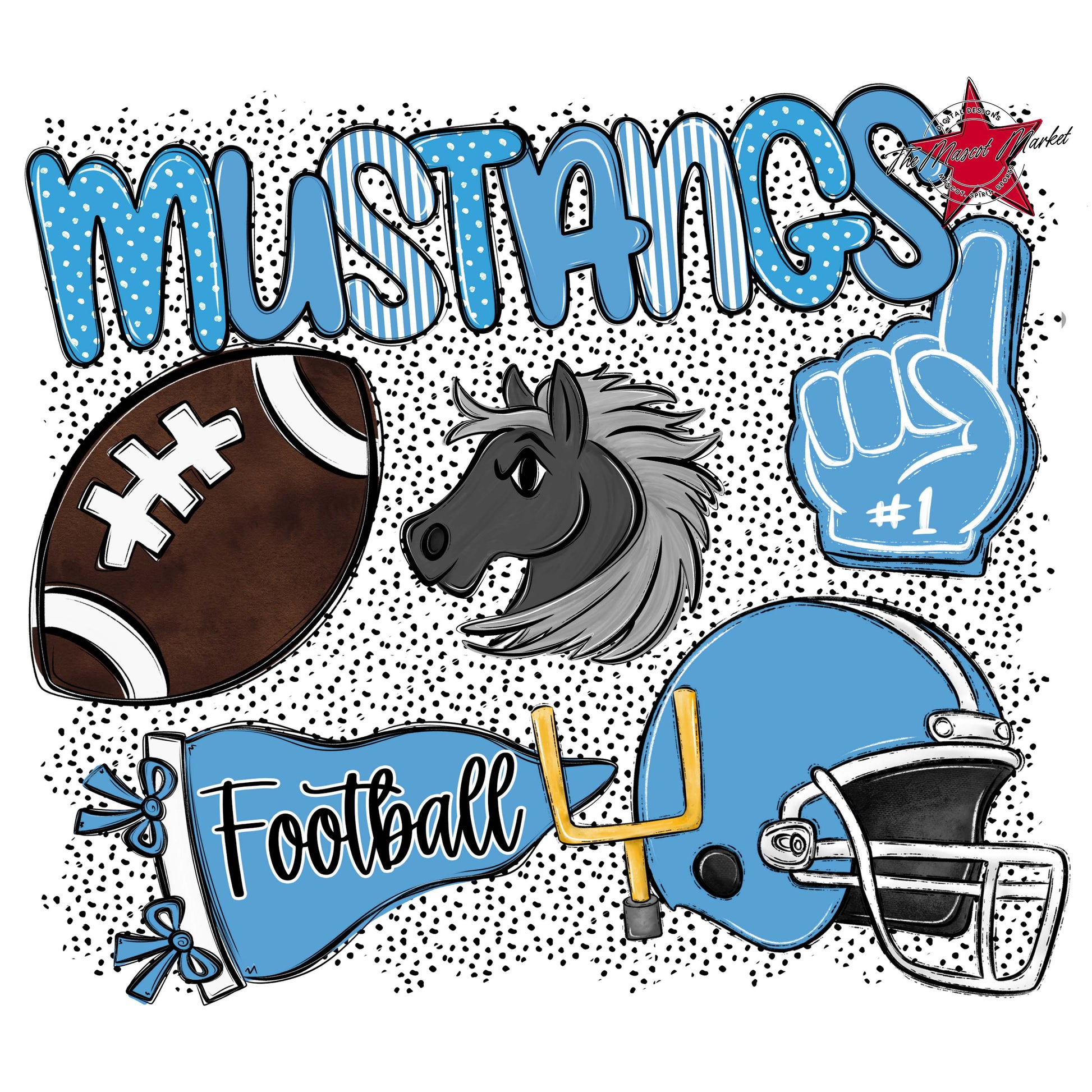 Mustangs Football Spirit-Carolina Blue