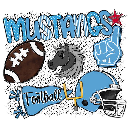Mustangs Football Spirit-Carolina Blue