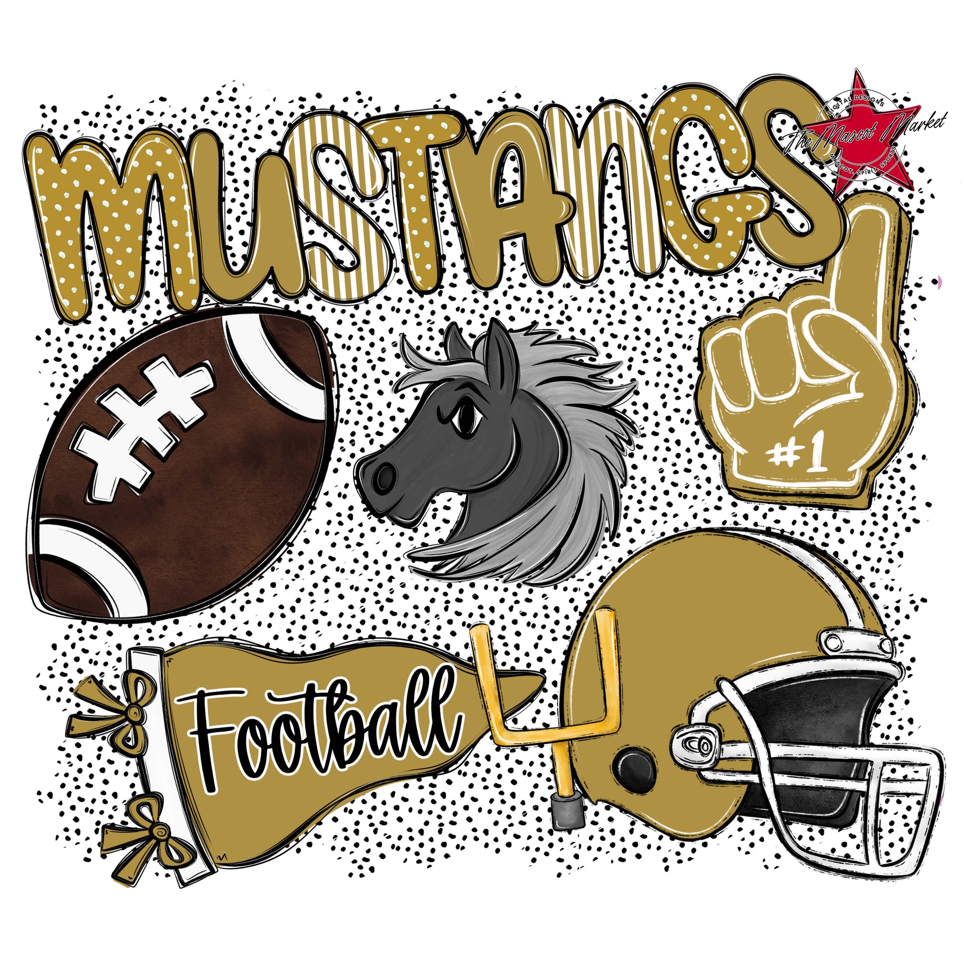 Mustangs Football Spirit-Gold