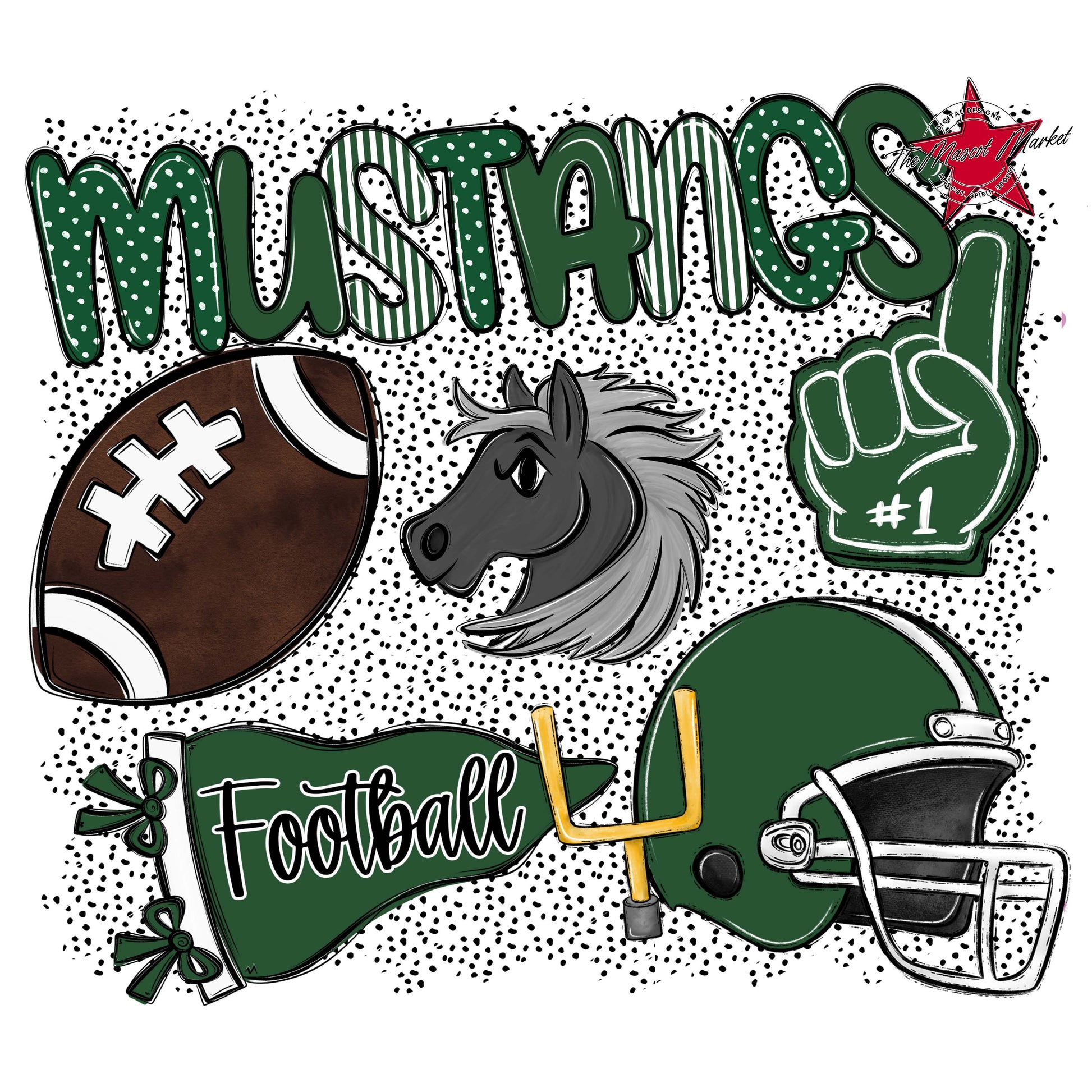 Mustangs Football Spirit-Green