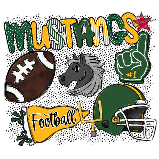 Mustangs Football Spirit-Green & Yellow