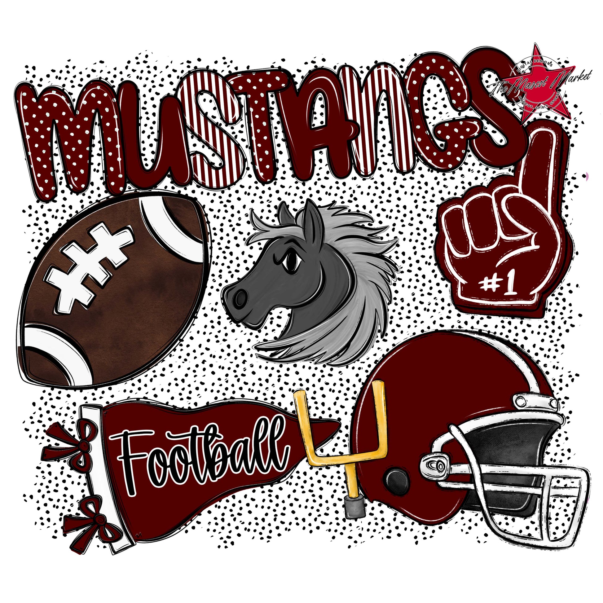 Mustangs Football Spirit-Maroon