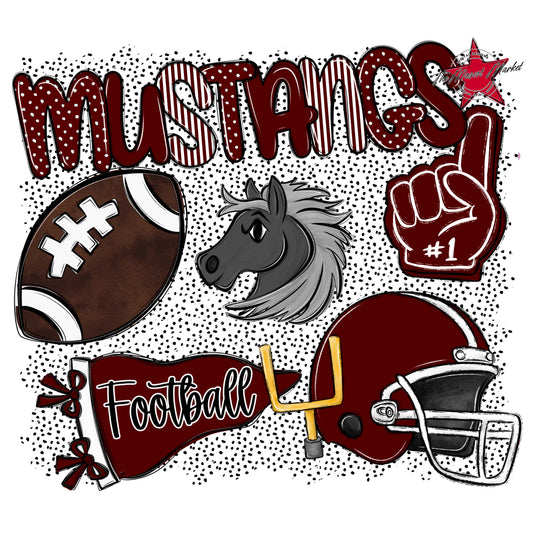 Mustangs Football Spirit-Maroon