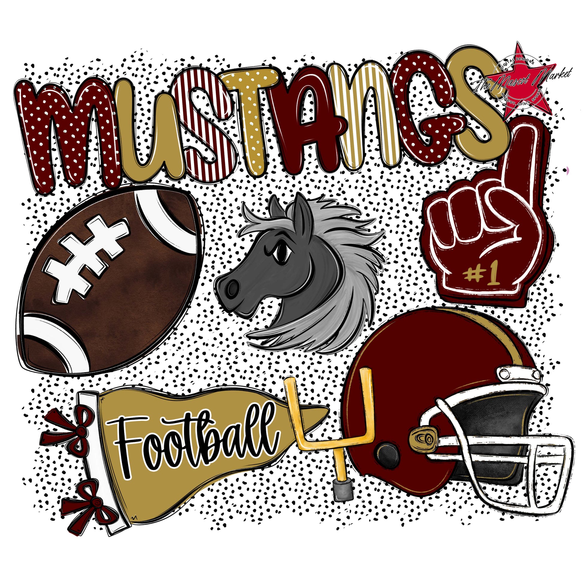 Mustangs Football Spirit-Maroon & Gold