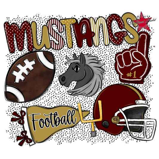 Mustangs Football Spirit-Maroon & Gold