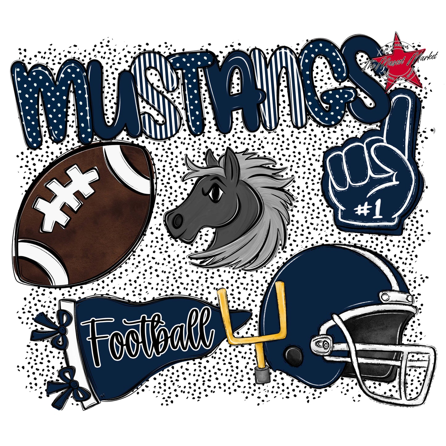 Mustangs Football Spirit-Navy