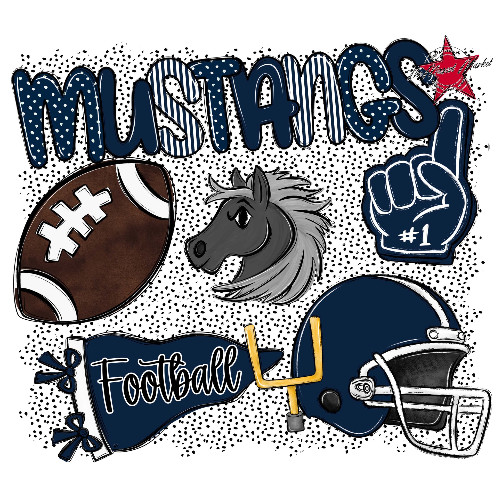 Mustangs Football Spirit-Navy