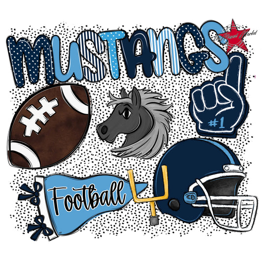 Mustangs Football Spirit-Navy & Carolina Blue