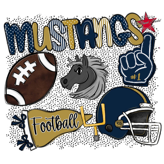 Mustangs Football Spirit-Navy & Gold