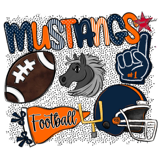 Mustangs Football Spirit-Navy & Orange
