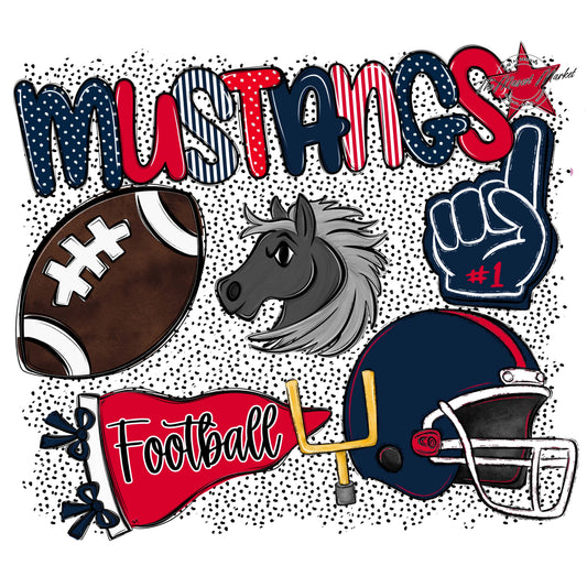 Mustangs Football Spirit-Navy & Red