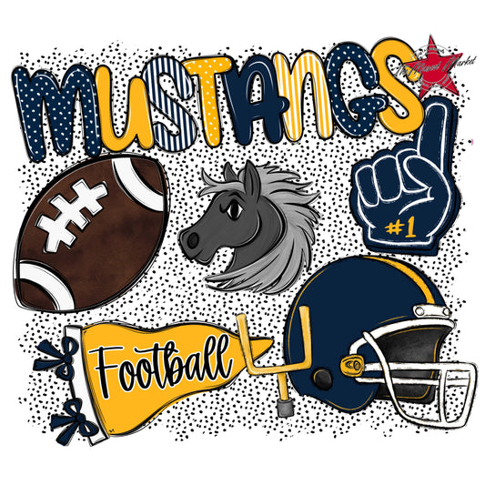 Mustangs Football Spirit-Navy & Yellow