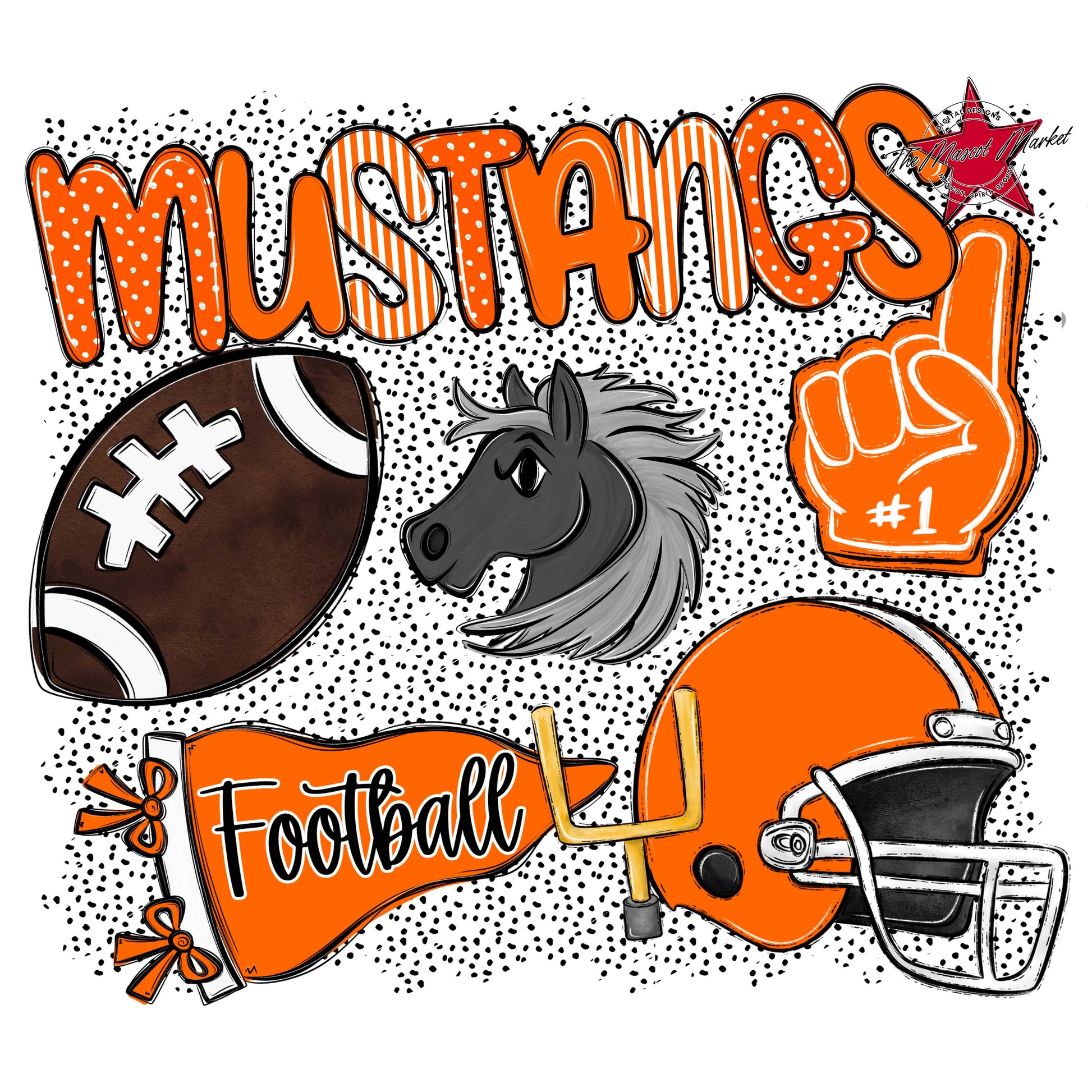 Mustangs Football Spirit-Orange
