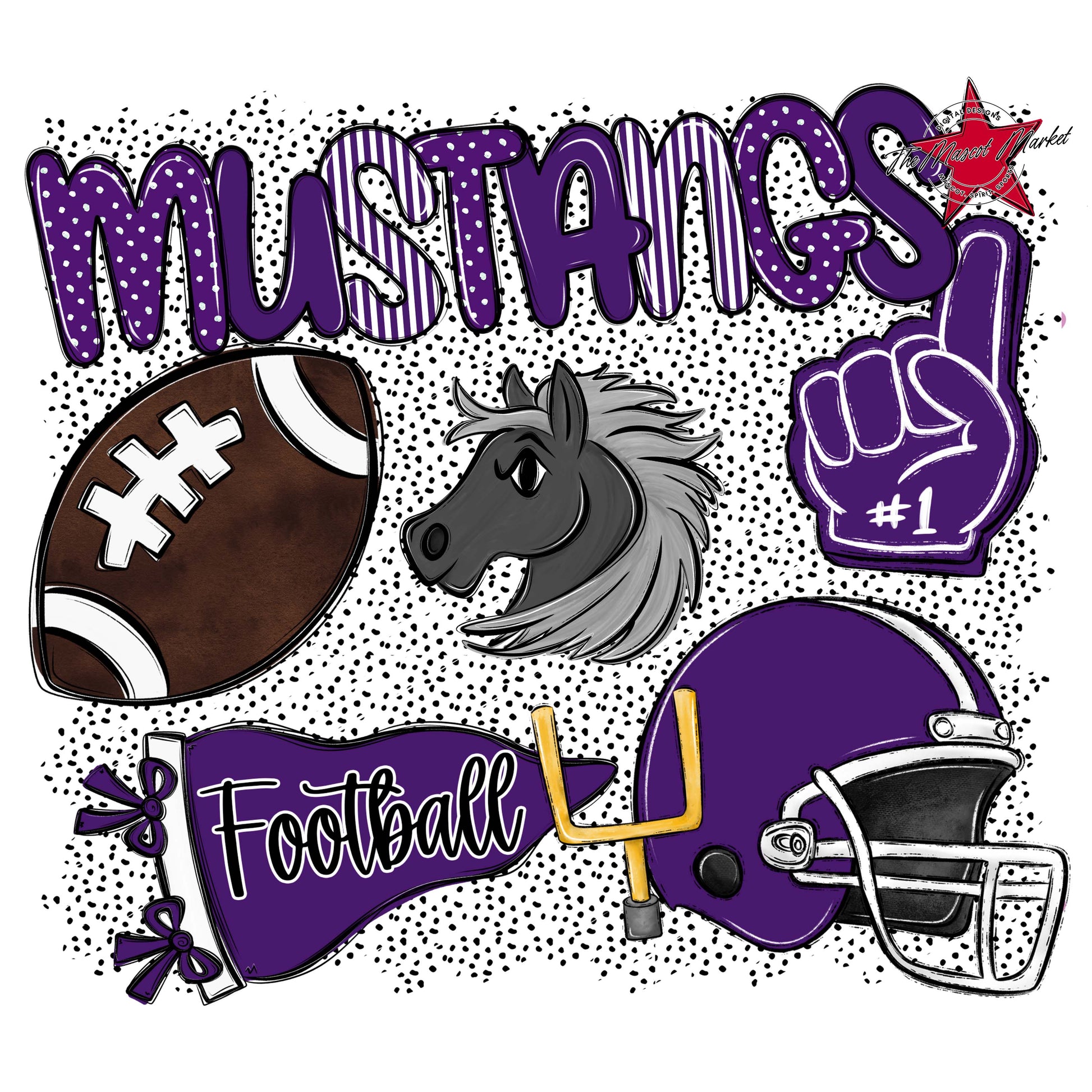 Mustangs Football Spirit-Purple
