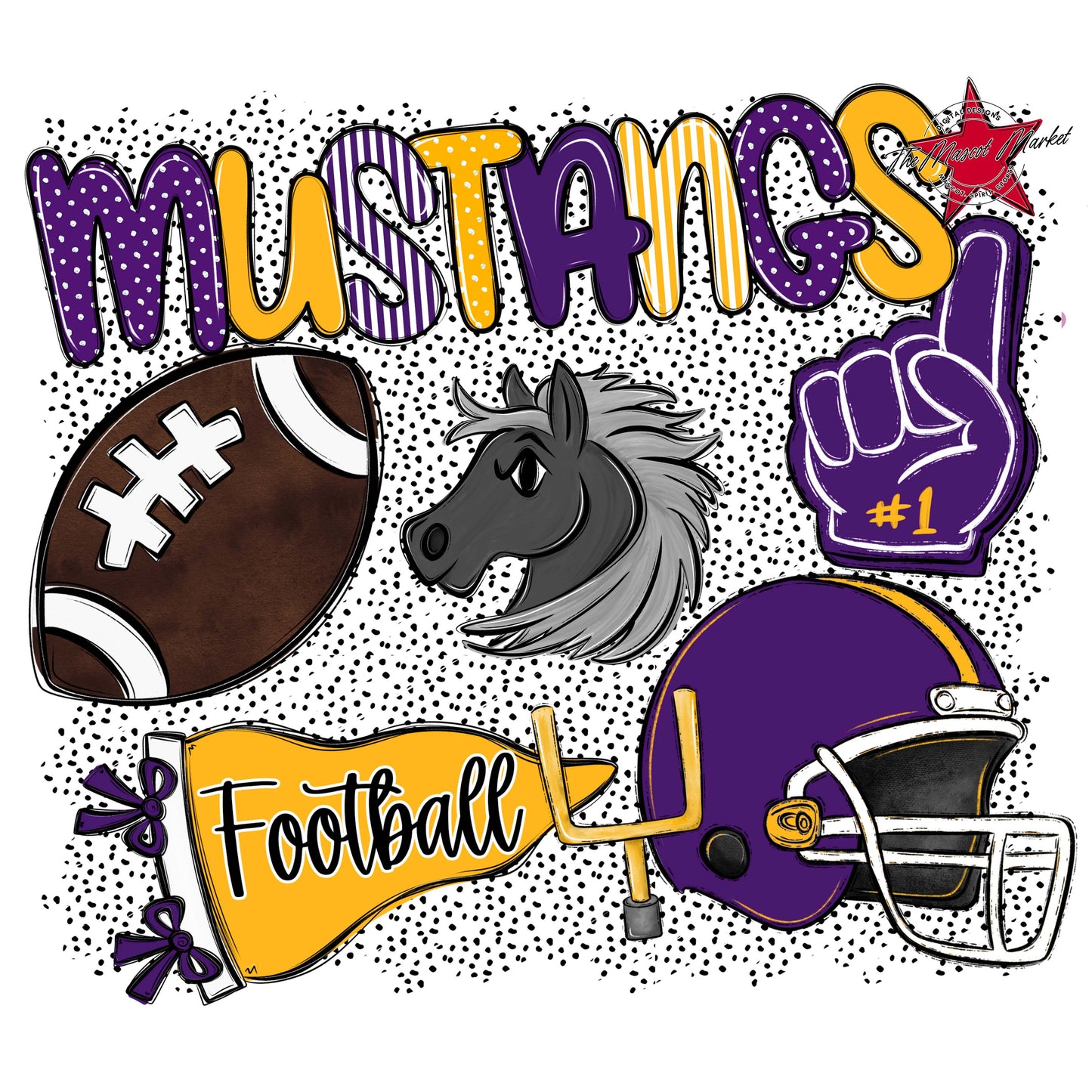 Mustangs Football Spirit-Purple & Yellow