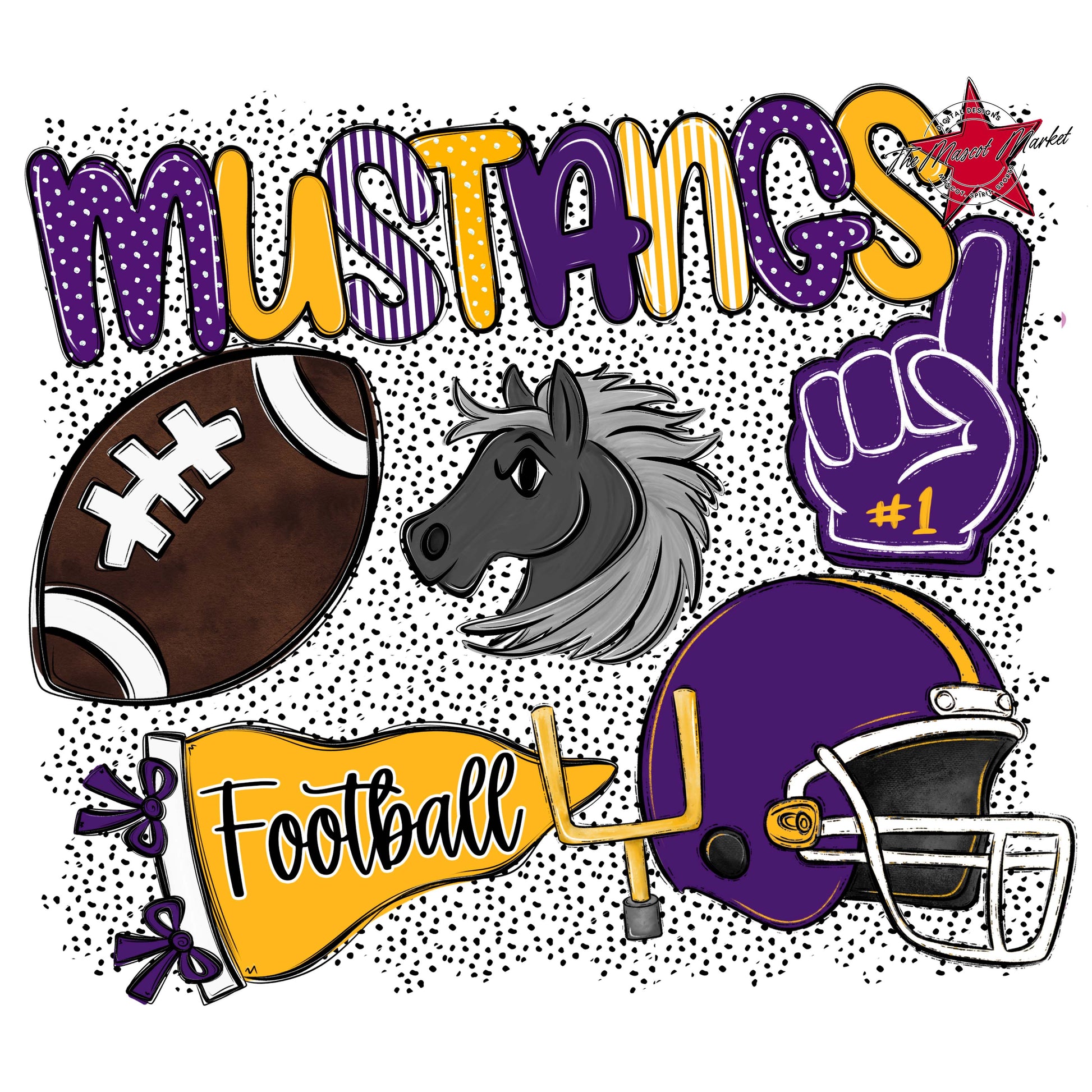 Mustangs Football Spirit-Purple & Yellow