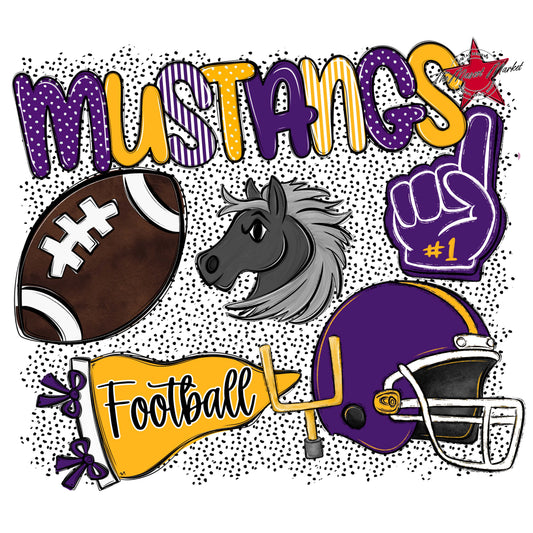 Mustangs Football Spirit-Purple & Yellow
