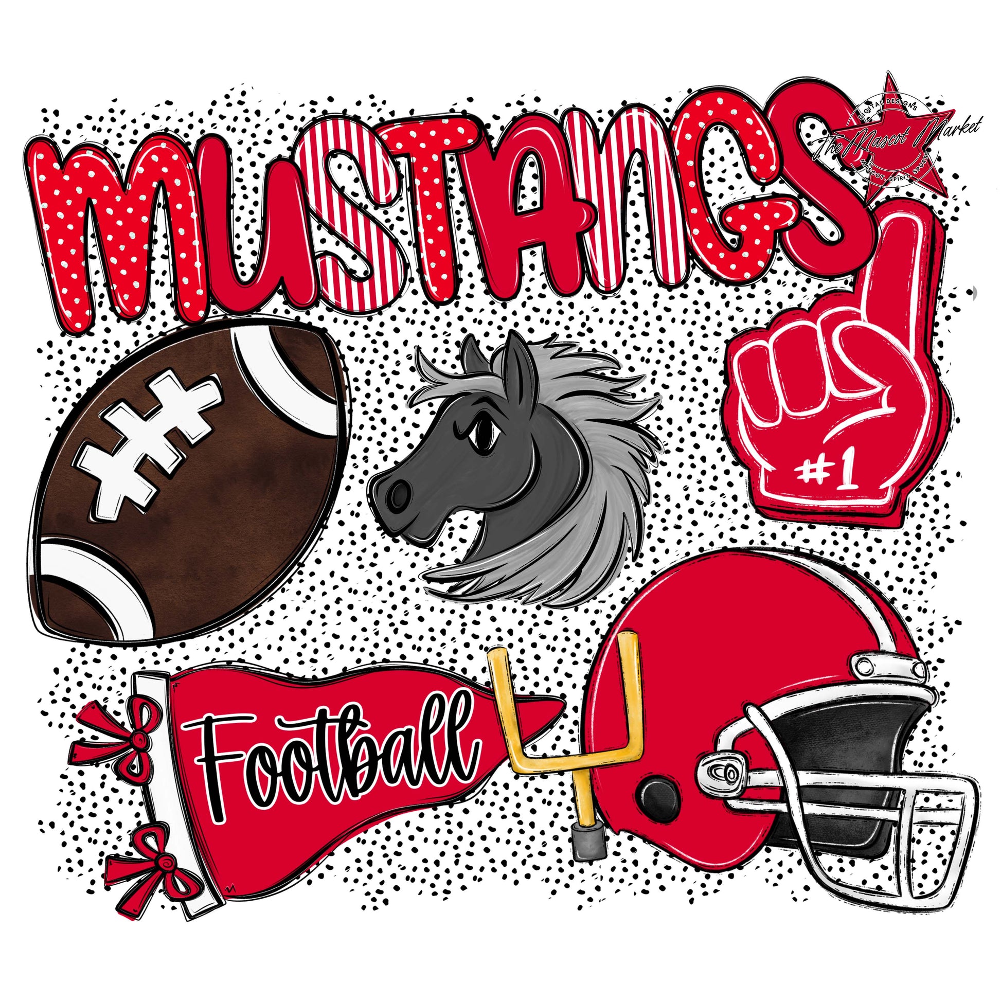 Mustangs Football Spirit-Red