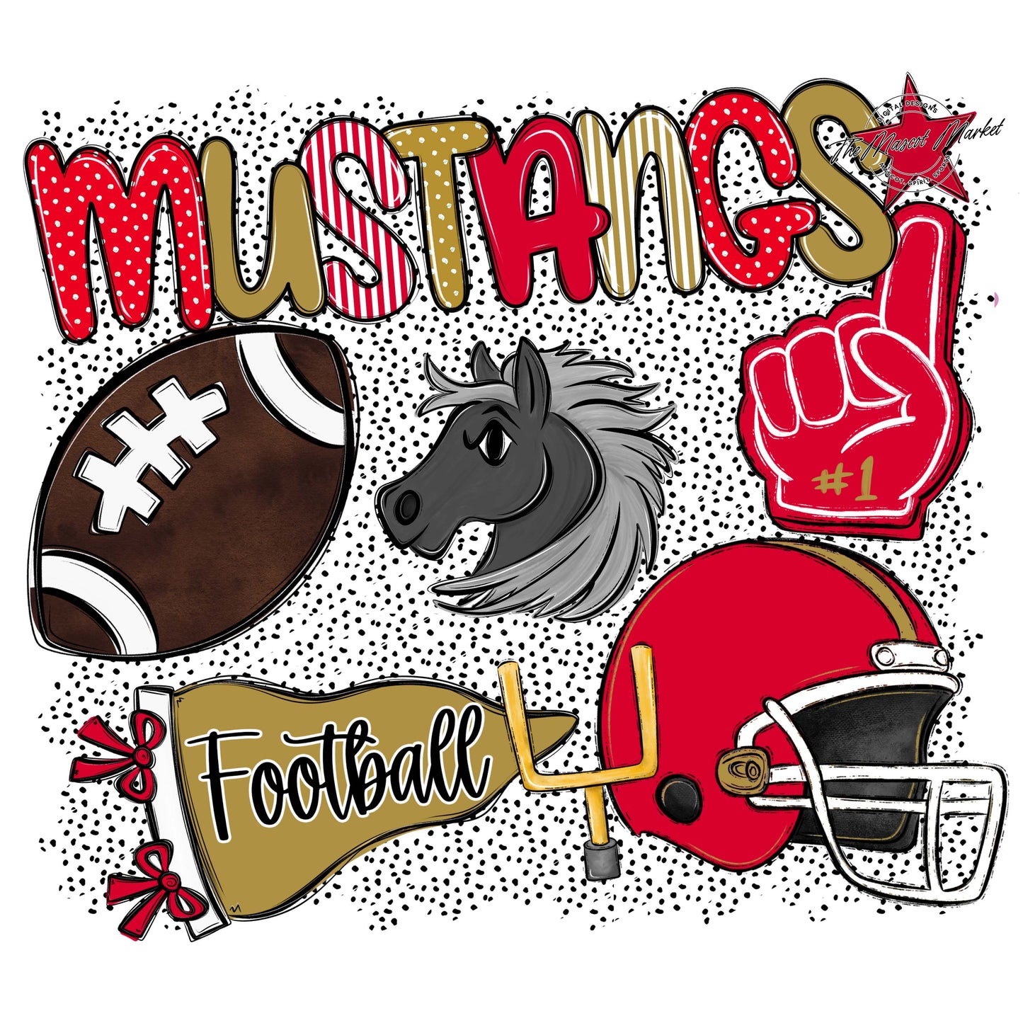 Mustangs Football Spirit-Red & Gold