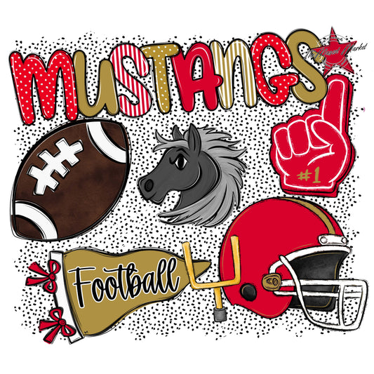 Mustangs Football Spirit-Red & Gold