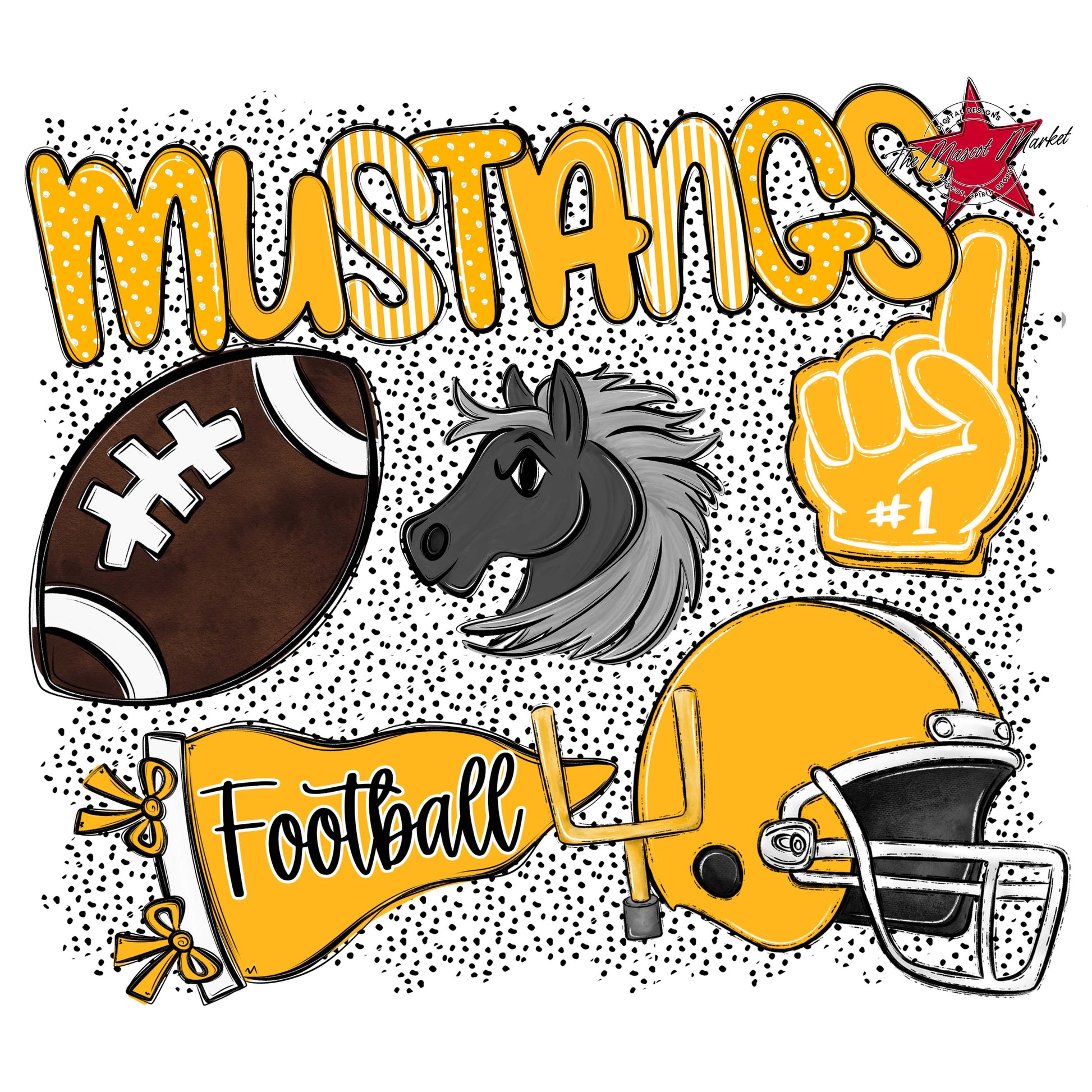 Mustangs Football Spirit-Yellow