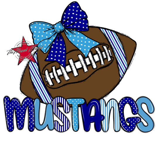 Mustangs Football Spirit Design-Blue & Carolina Blue