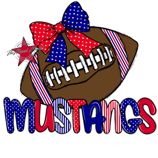 Mustangs Football Spirit Design-Blue & Red