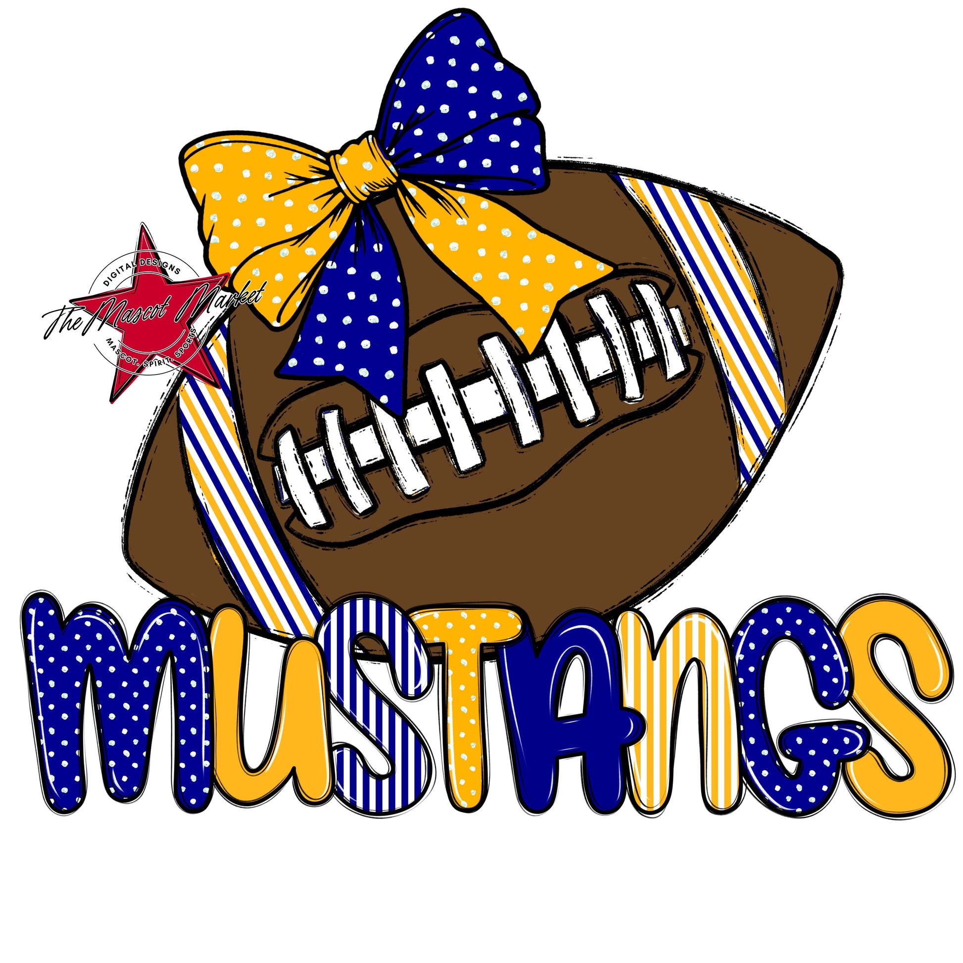 Mustangs Football Spirit Design-Blue & Yellow