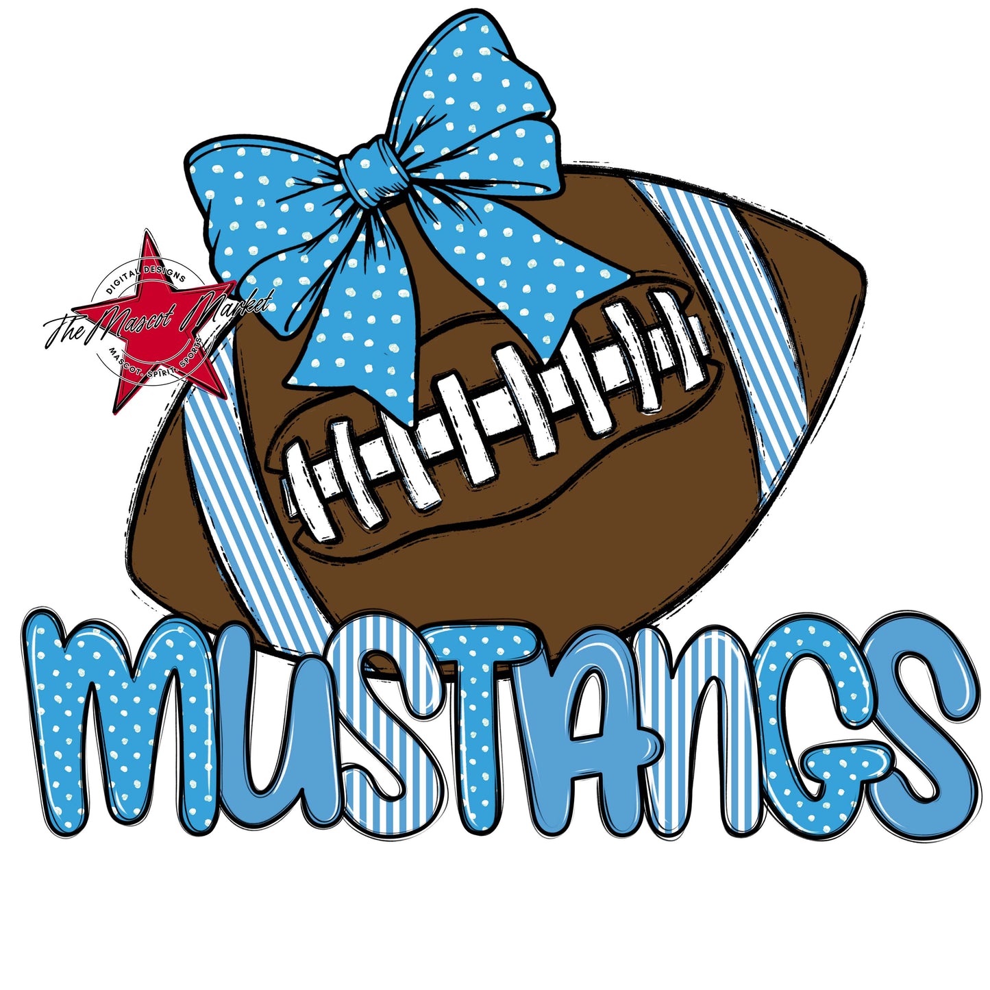 Mustangs Football Spirit Design-Carolina Blue
