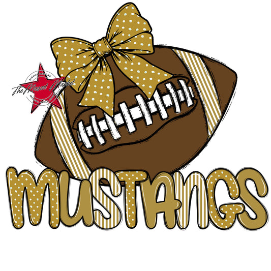 Mustangs Football Spirit Design-Gold