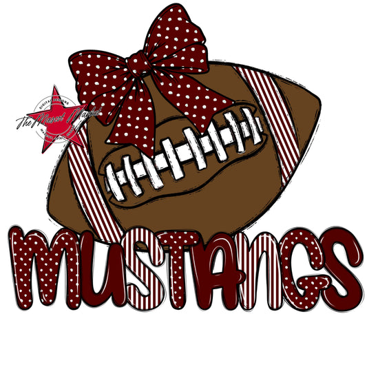Mustangs Football Spirit Design-Maroon