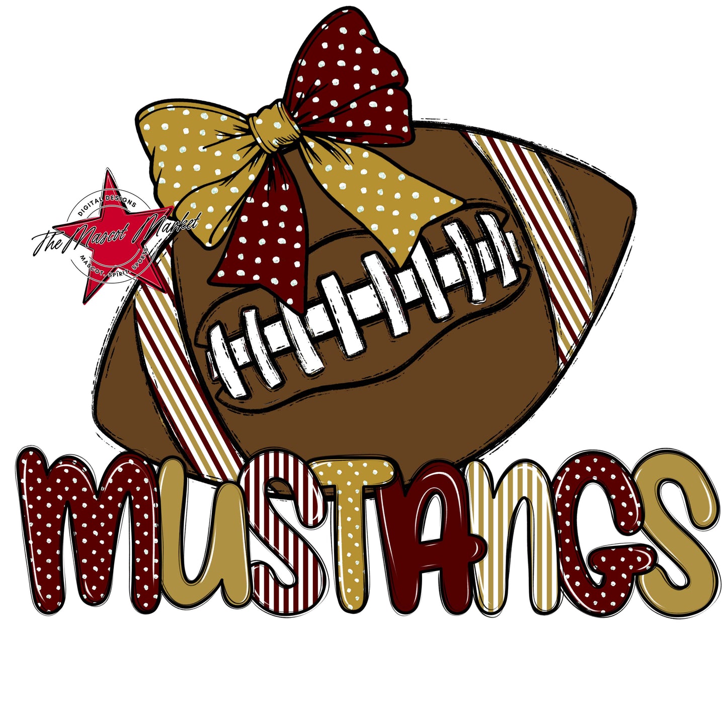 Mustangs Football Spirit Design-Maroon & Gold