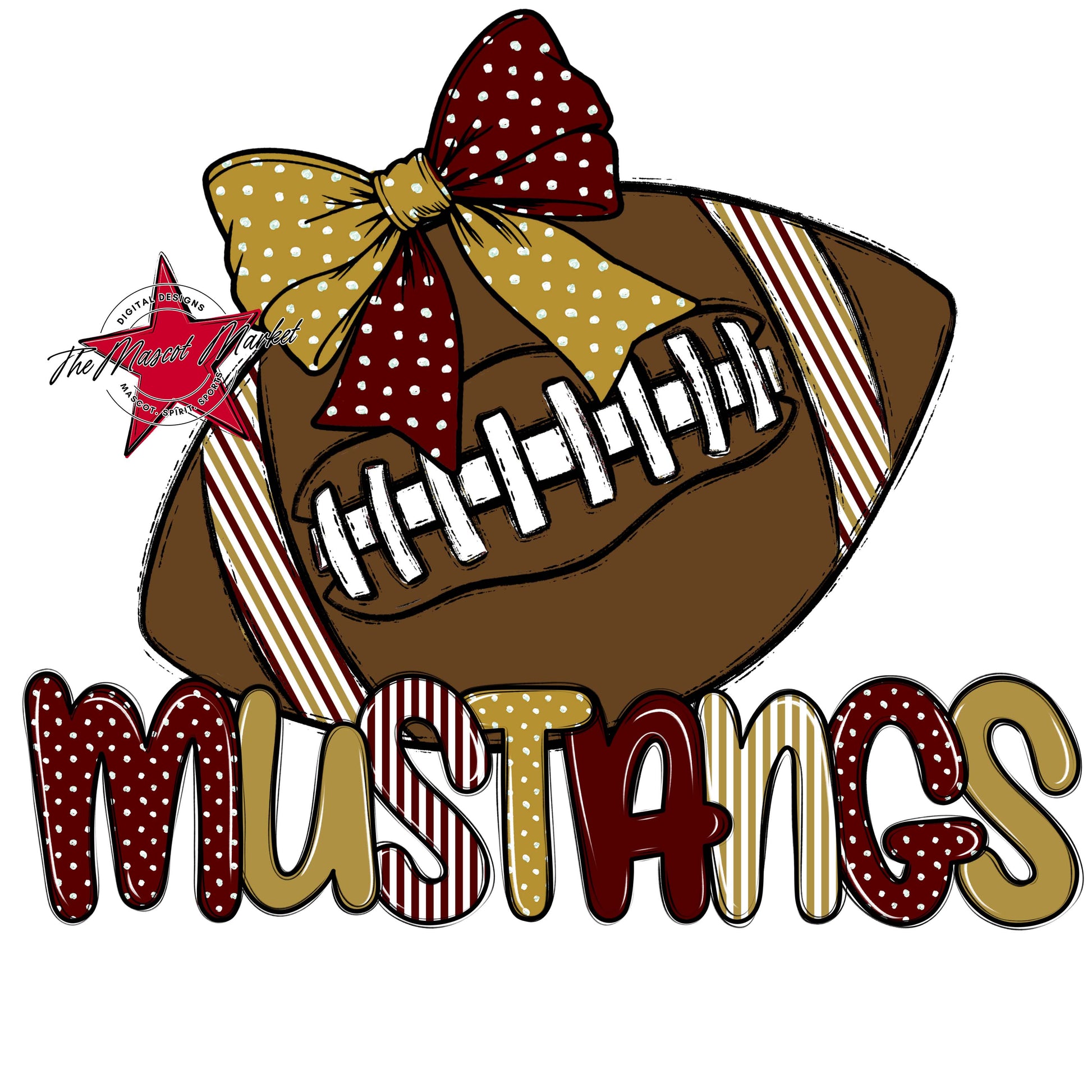 Mustangs Football Spirit Design-Maroon & Gold